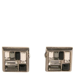 Silver Plated Brass Pin Crystal Cufflinks