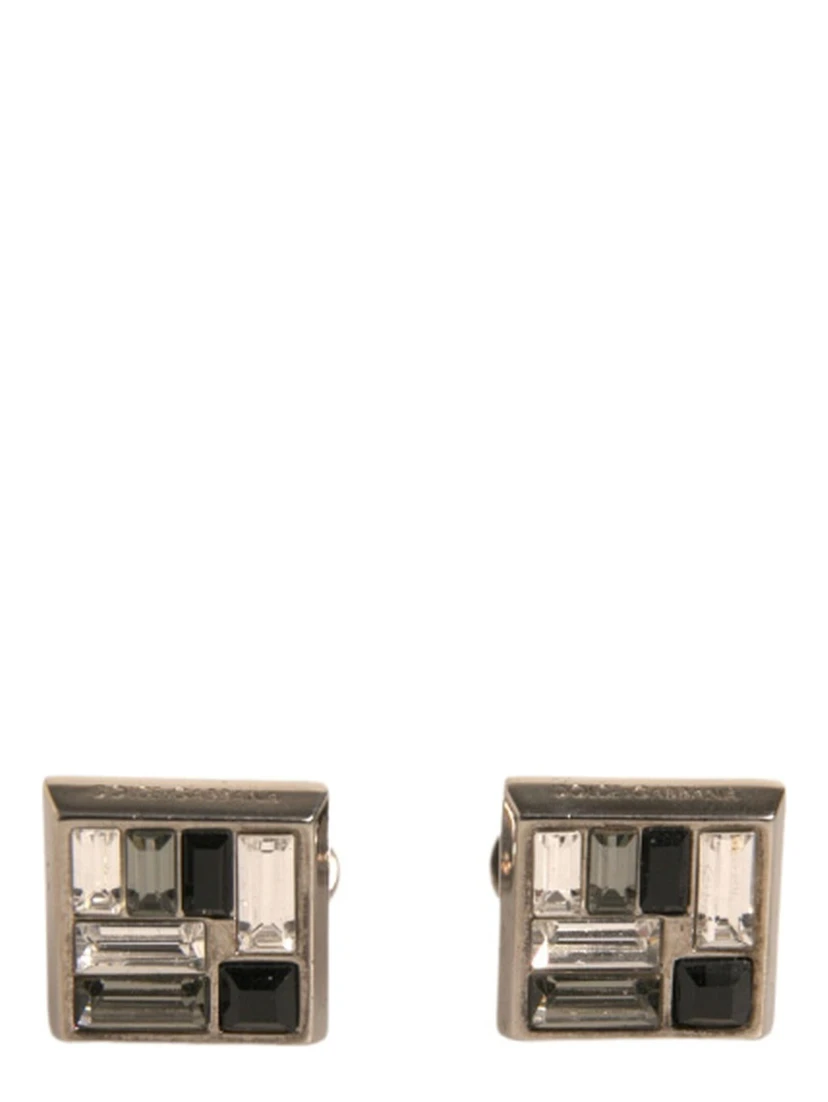 Silver Plated Brass Pin Crystal Cufflinks