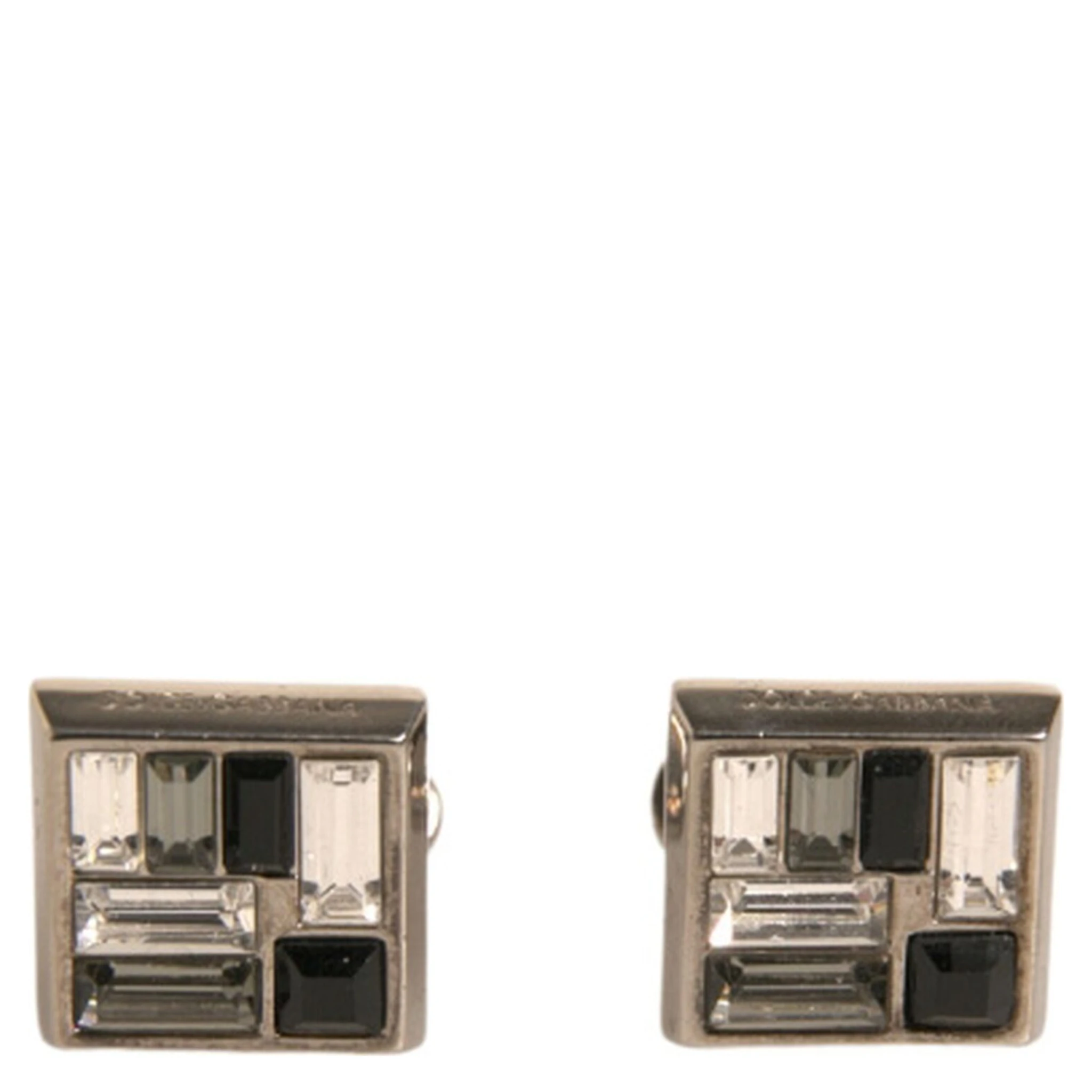 Silver Plated Brass Pin Crystal Cufflinks