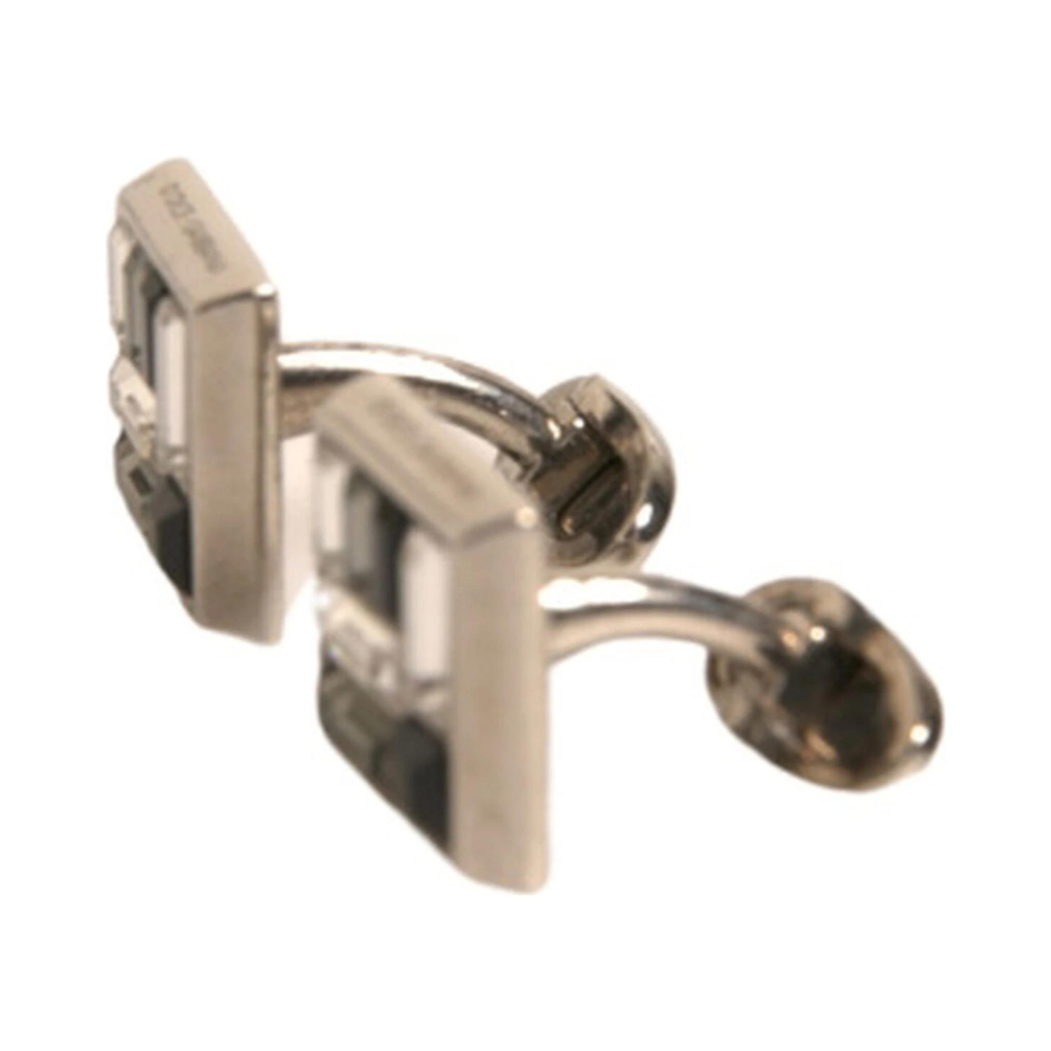Silver Plated Brass Pin Crystal Cufflinks