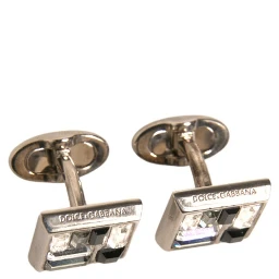 Silver Plated Brass Pin Crystal Cufflinks
