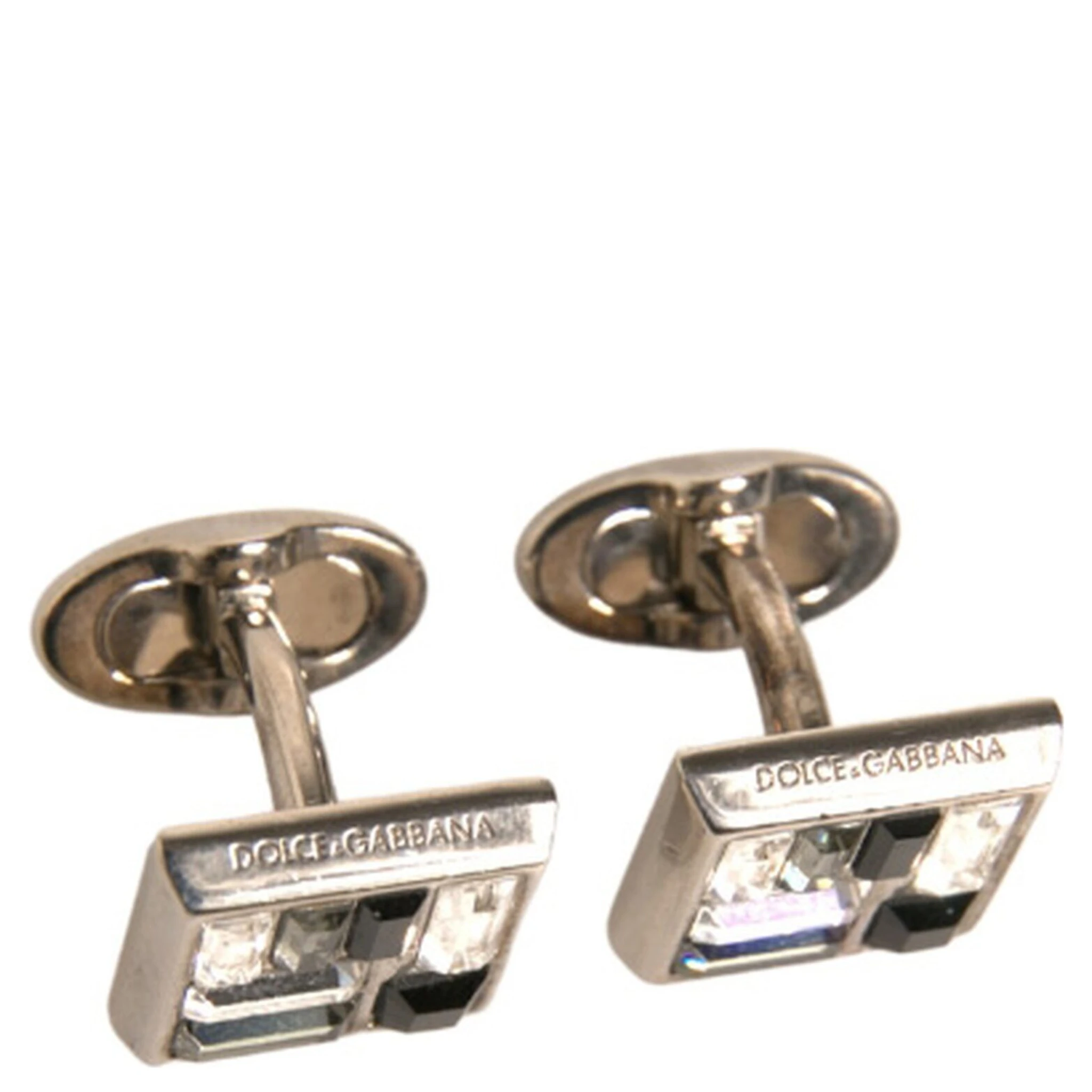 Silver Plated Brass Pin Crystal Cufflinks