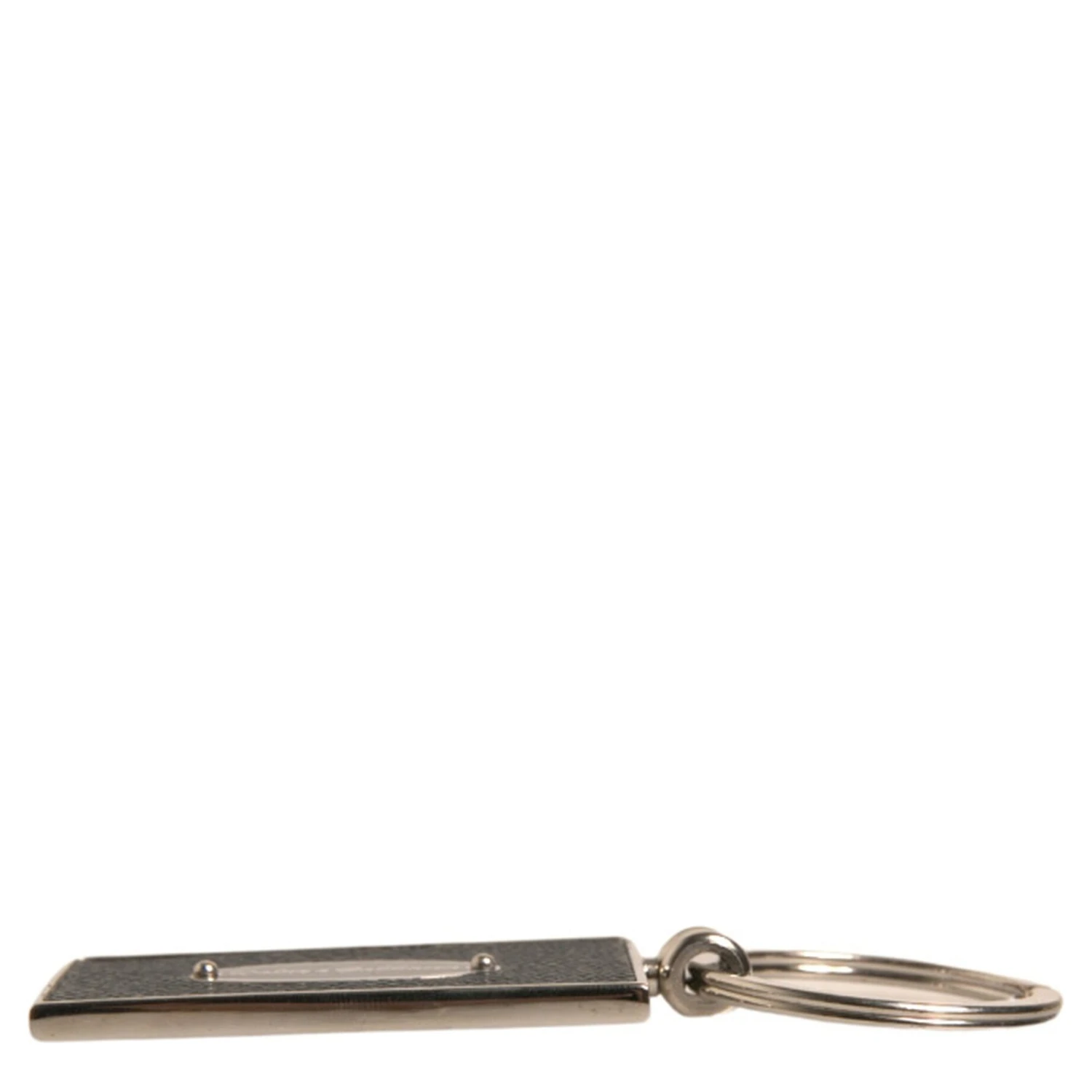 Black Leather Logo Metal Ring Keychain Keyring
