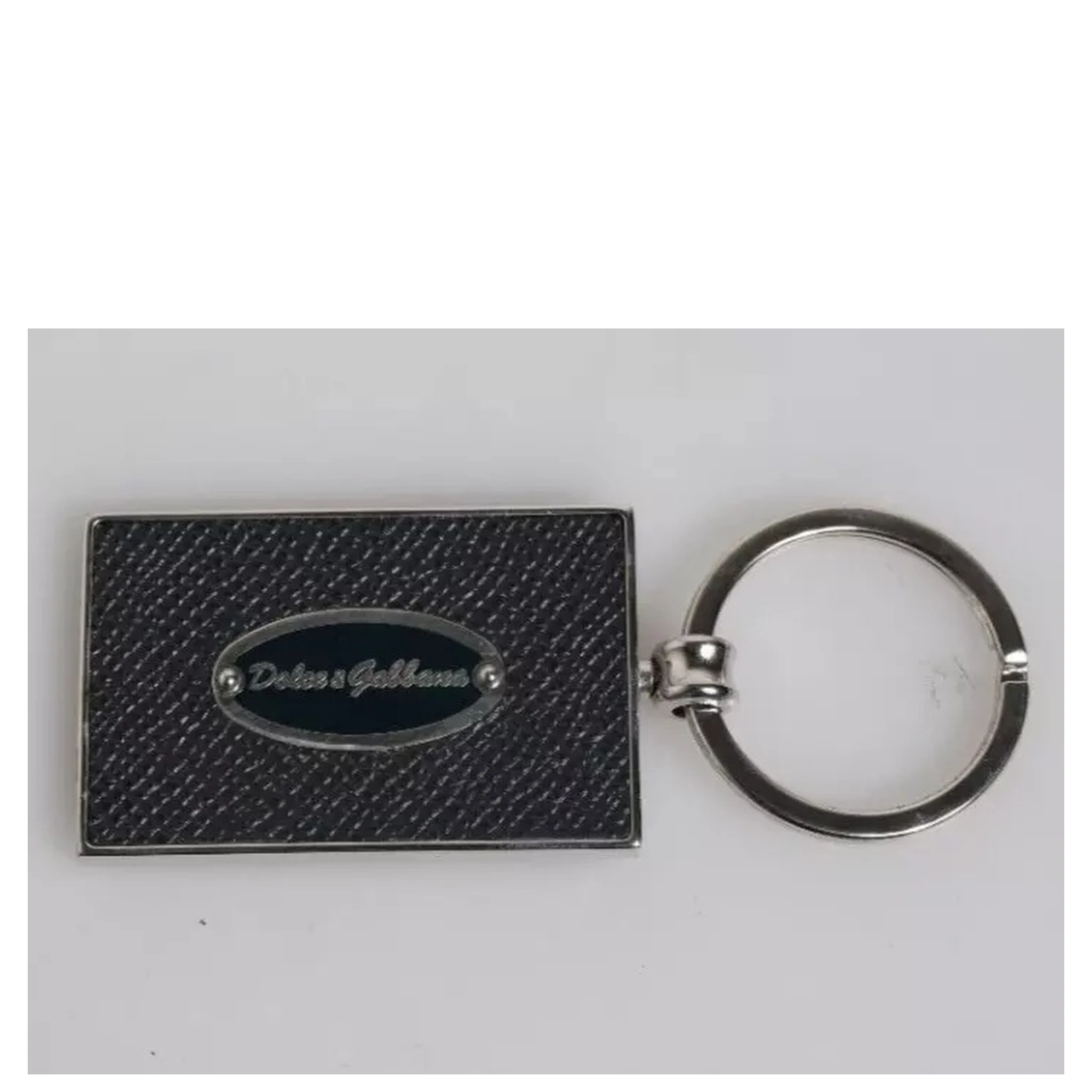 Black Leather Logo Metal Ring Keychain Keyring
