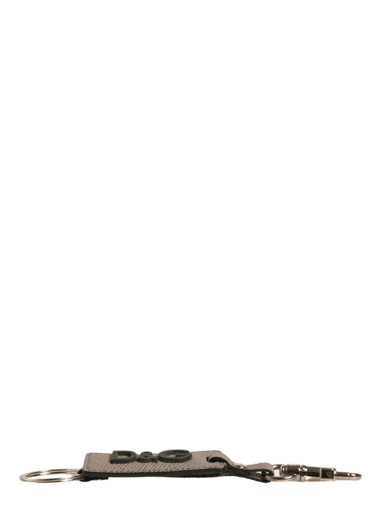 Beige DG Logo Leather Gold Metal Men Keychain Keyring alternative