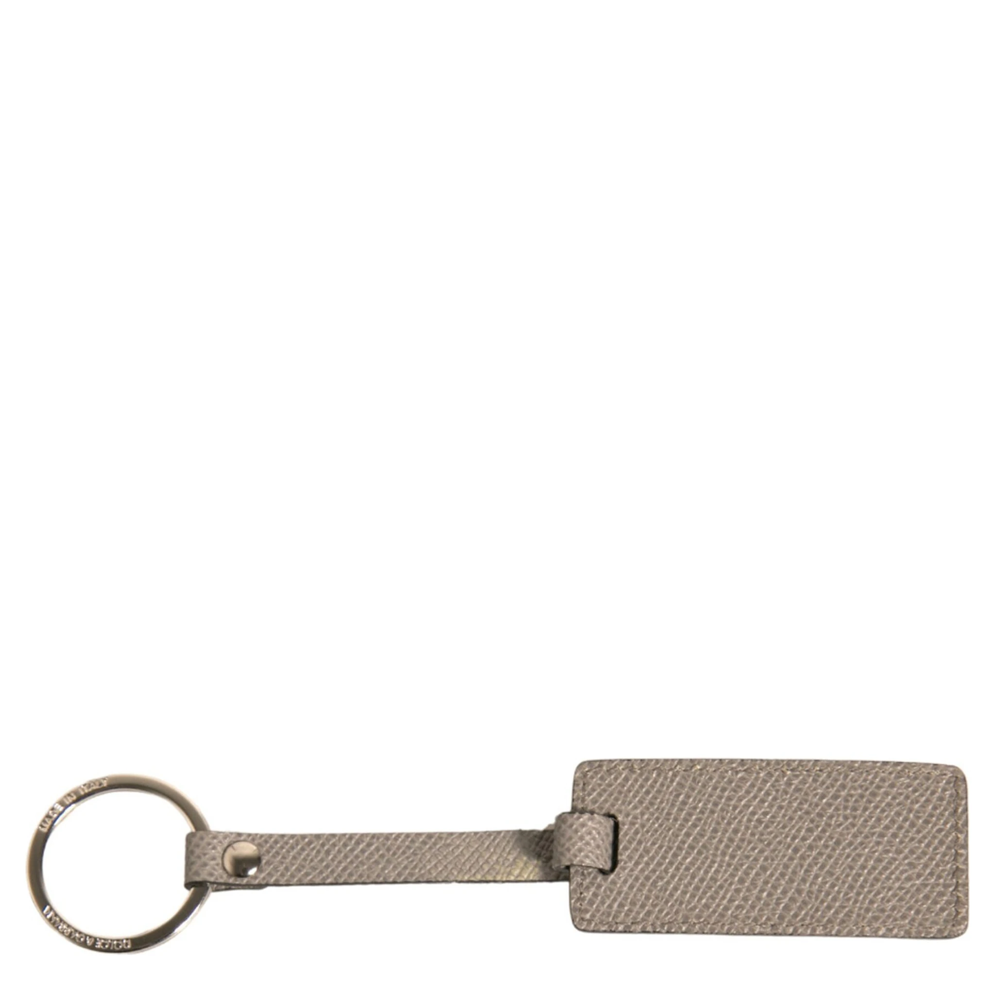 Beige DG Logo Leather Gold Metal Men Keychain Keyring