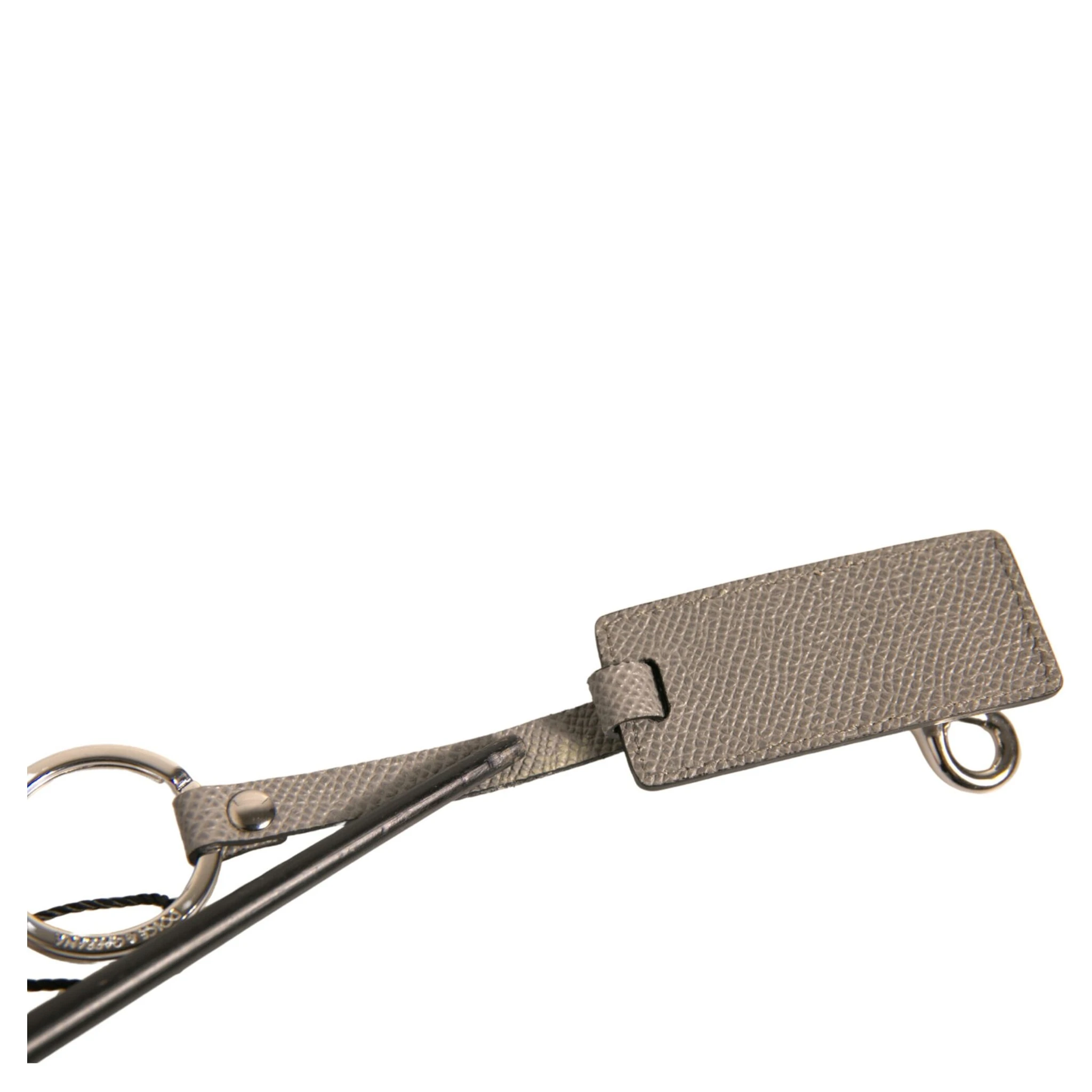 Beige DG Logo Leather Gold Metal Men Keychain Keyring