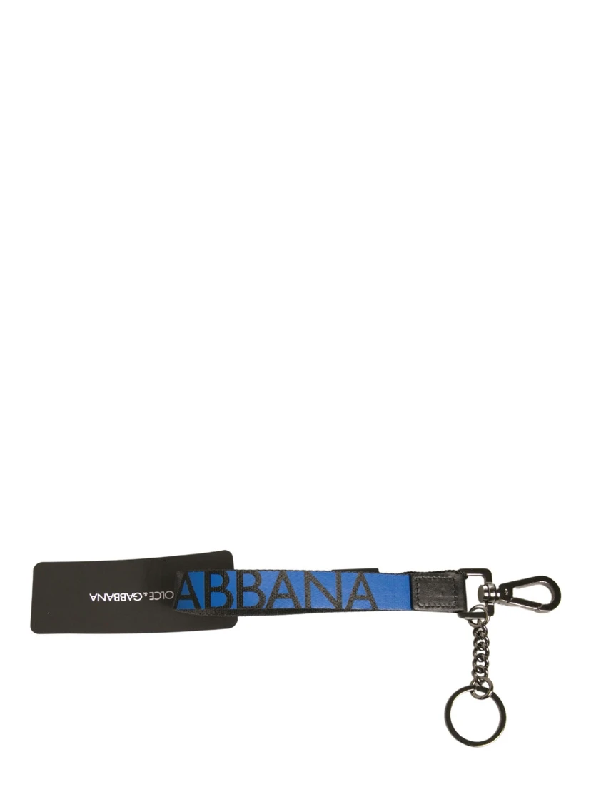 Blue Logo Polyester Silver Brass Holder Keychain Keyring