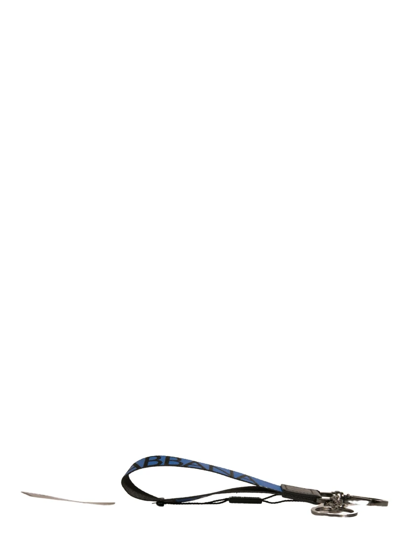 Blue Logo Polyester Silver Brass Holder Keychain Keyring