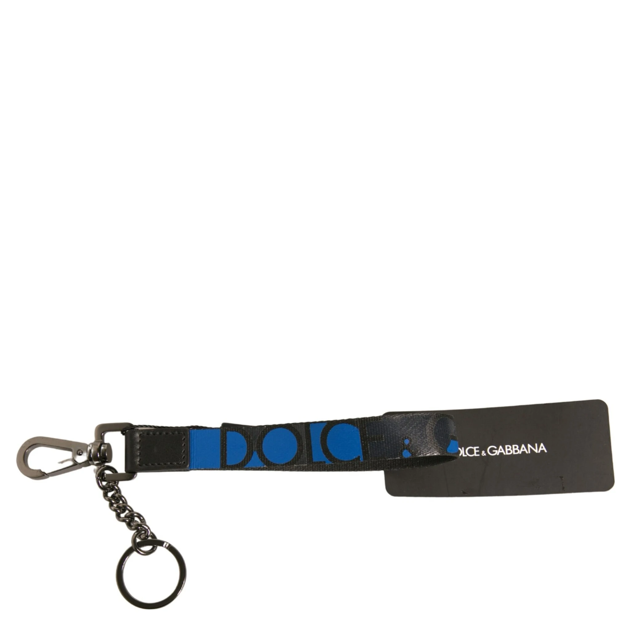 Blue Logo Polyester Silver Brass Holder Keychain Keyring