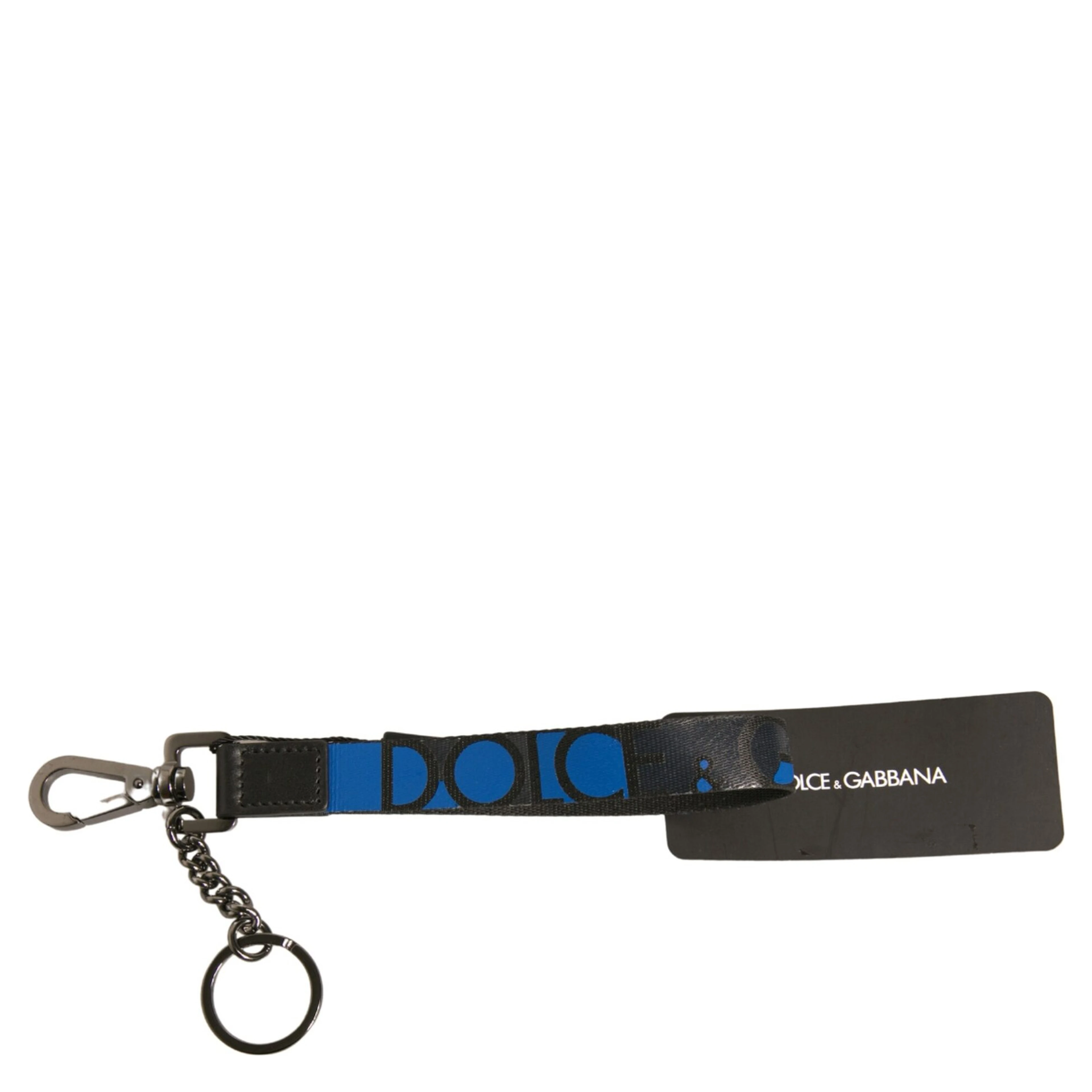 Blue Logo Polyester Silver Brass Holder Keychain Keyring