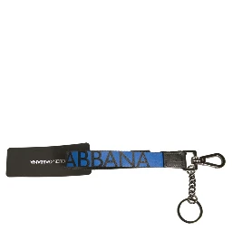 Blue Logo Polyester Silver Brass Holder Keychain Keyring