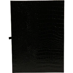 Elegant Black Leather Logo Plaque Holder Catalogue Case