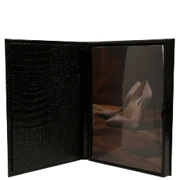 Elegant Black Leather Logo Plaque Holder Catalogue Case