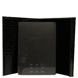 Elegant Black Leather Logo Plaque Holder Catalogue Case