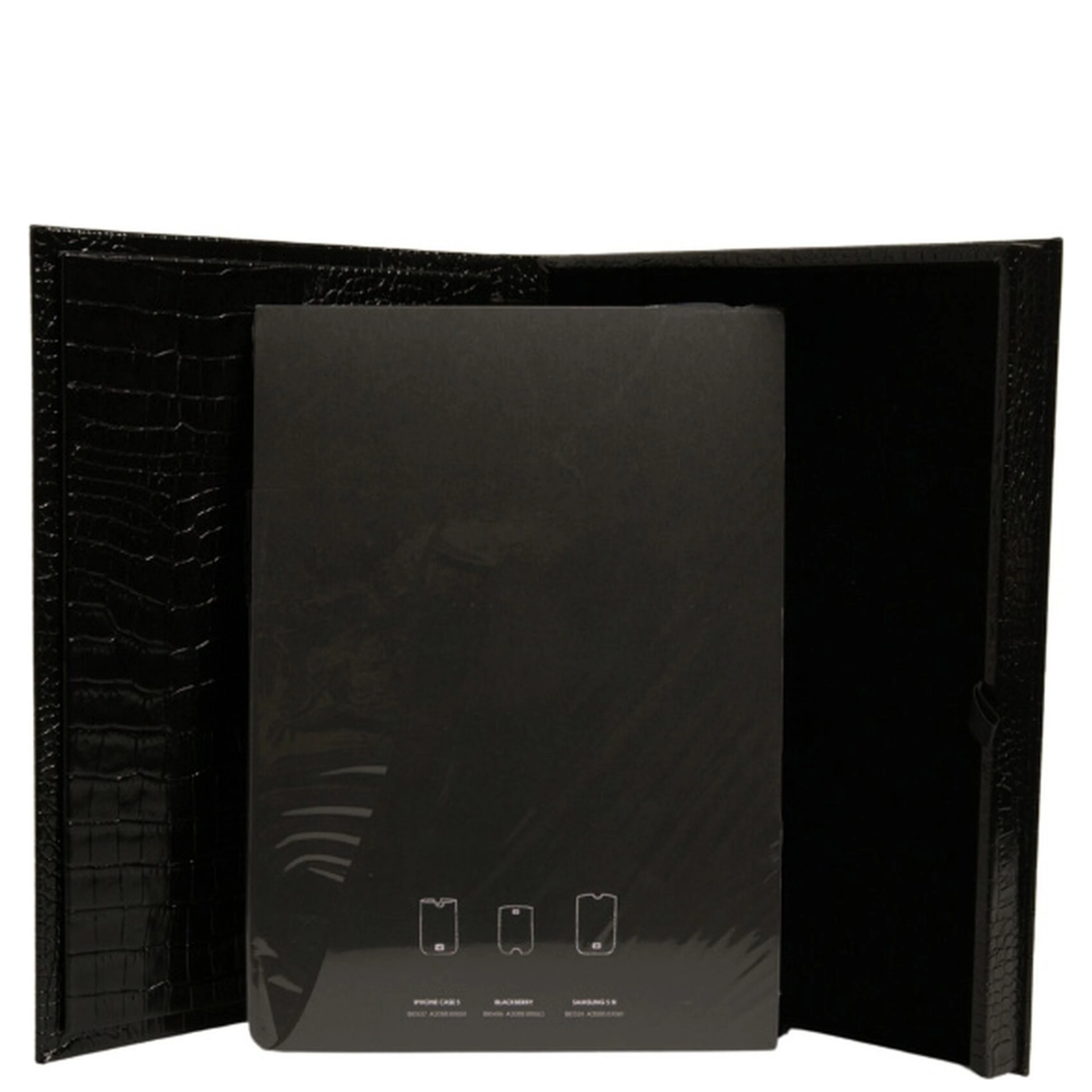 Elegant Black Leather Logo Plaque Holder Catalogue Case