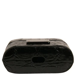 Black Leather Metal Logo Plaque Holder Airpods Case