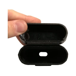 Black Leather Metal Logo Plaque Holder Airpods Case