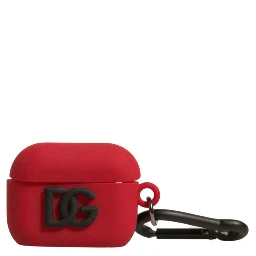 Red Silicone Rubber Logo Embossed Airpods Case