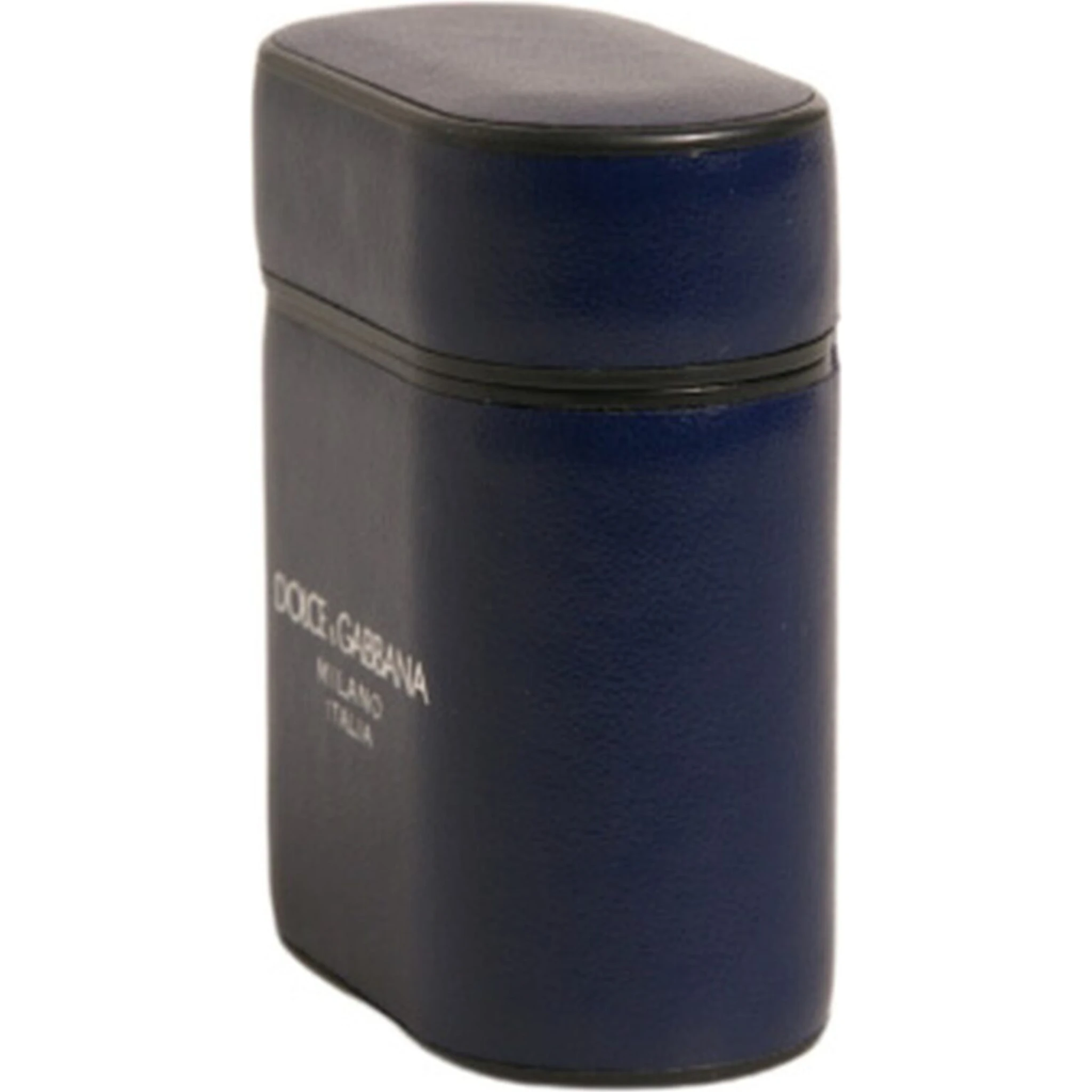 Blue Leather Logo Print Flip Holder Airpods Case