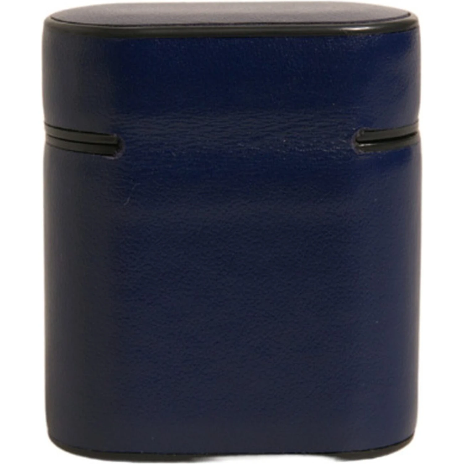 Blue Leather Logo Print Flip Holder Airpods Case