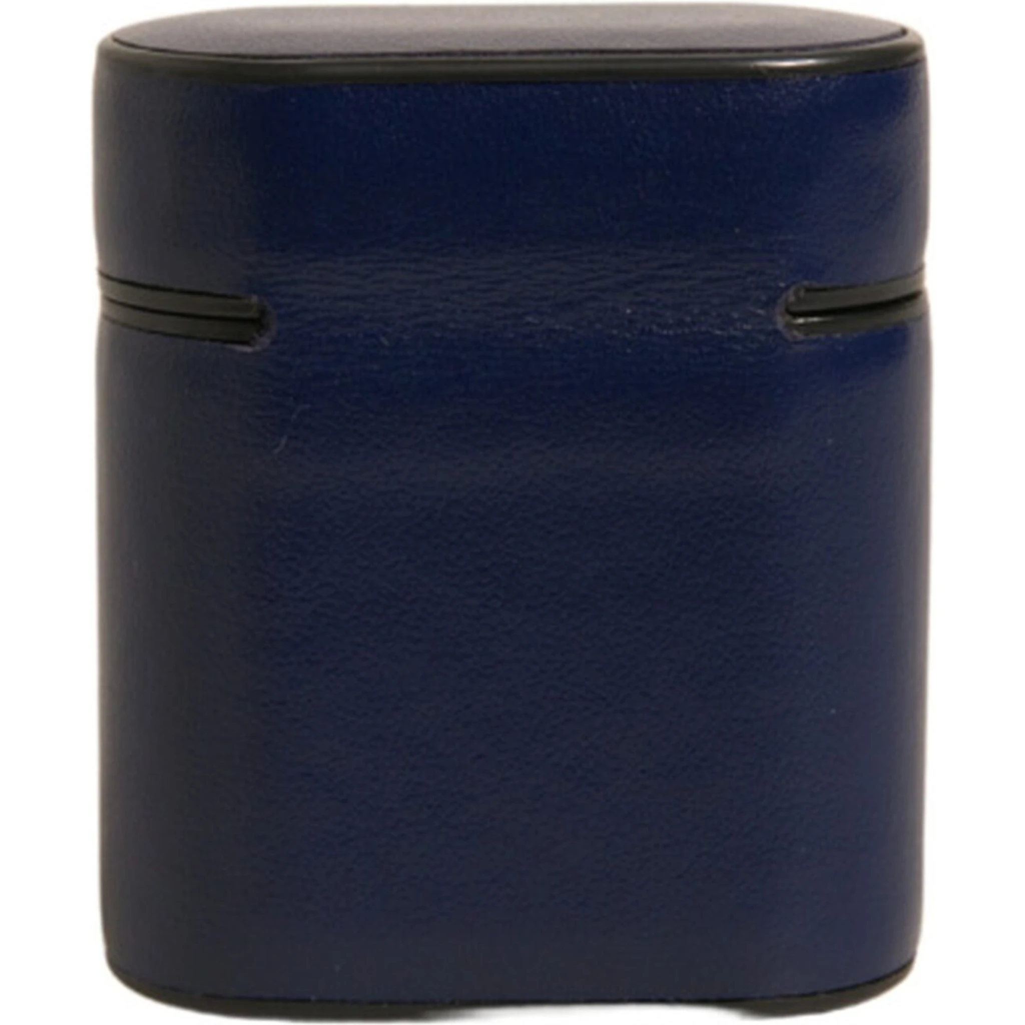 Blue Leather Logo Print Flip Holder Airpods Case