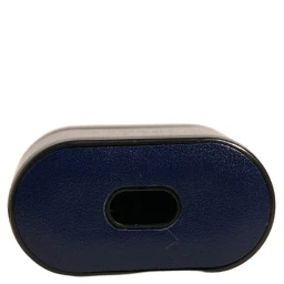 Blue Leather Logo Print Flip Holder Airpods Case