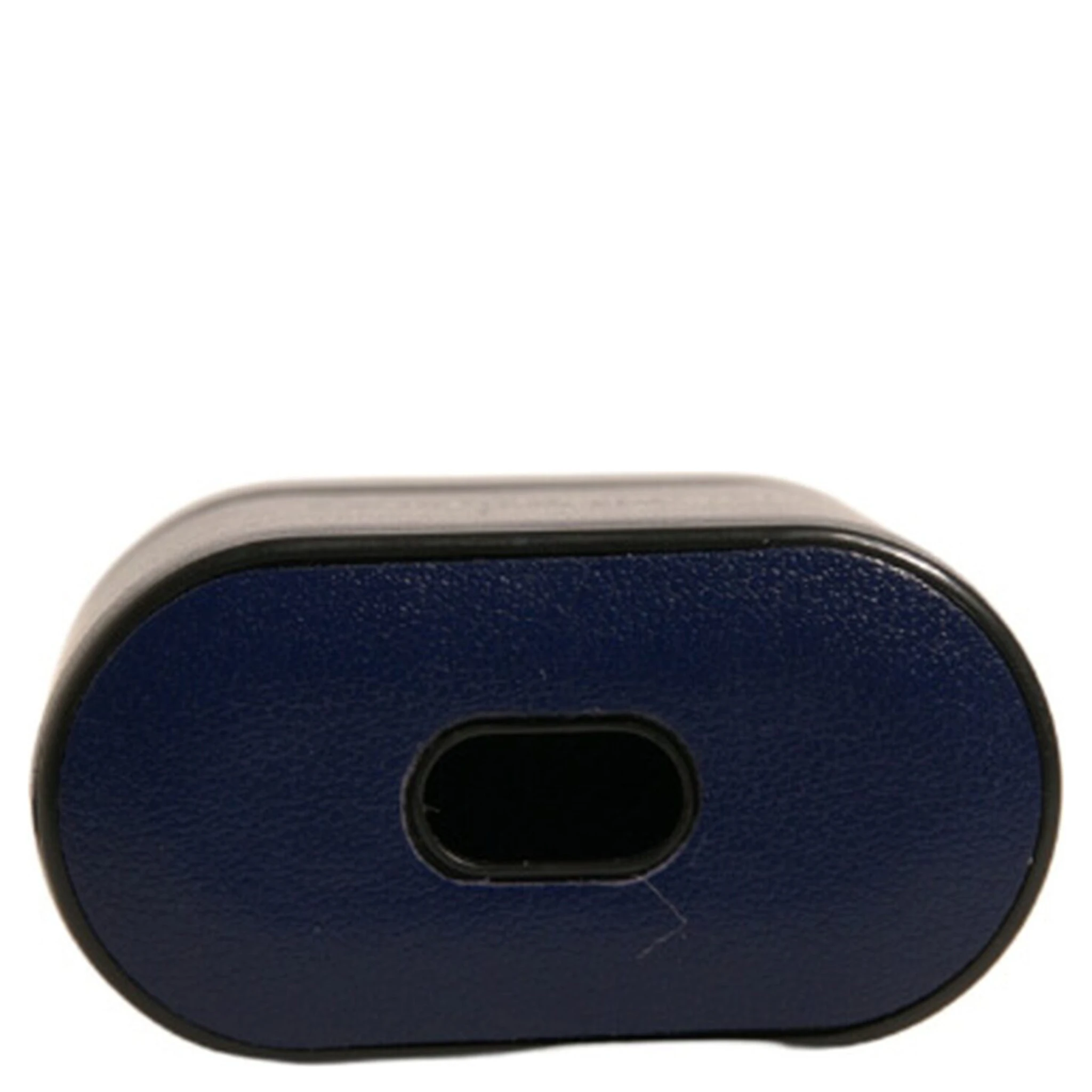 Blue Leather Logo Print Flip Holder Airpods Case