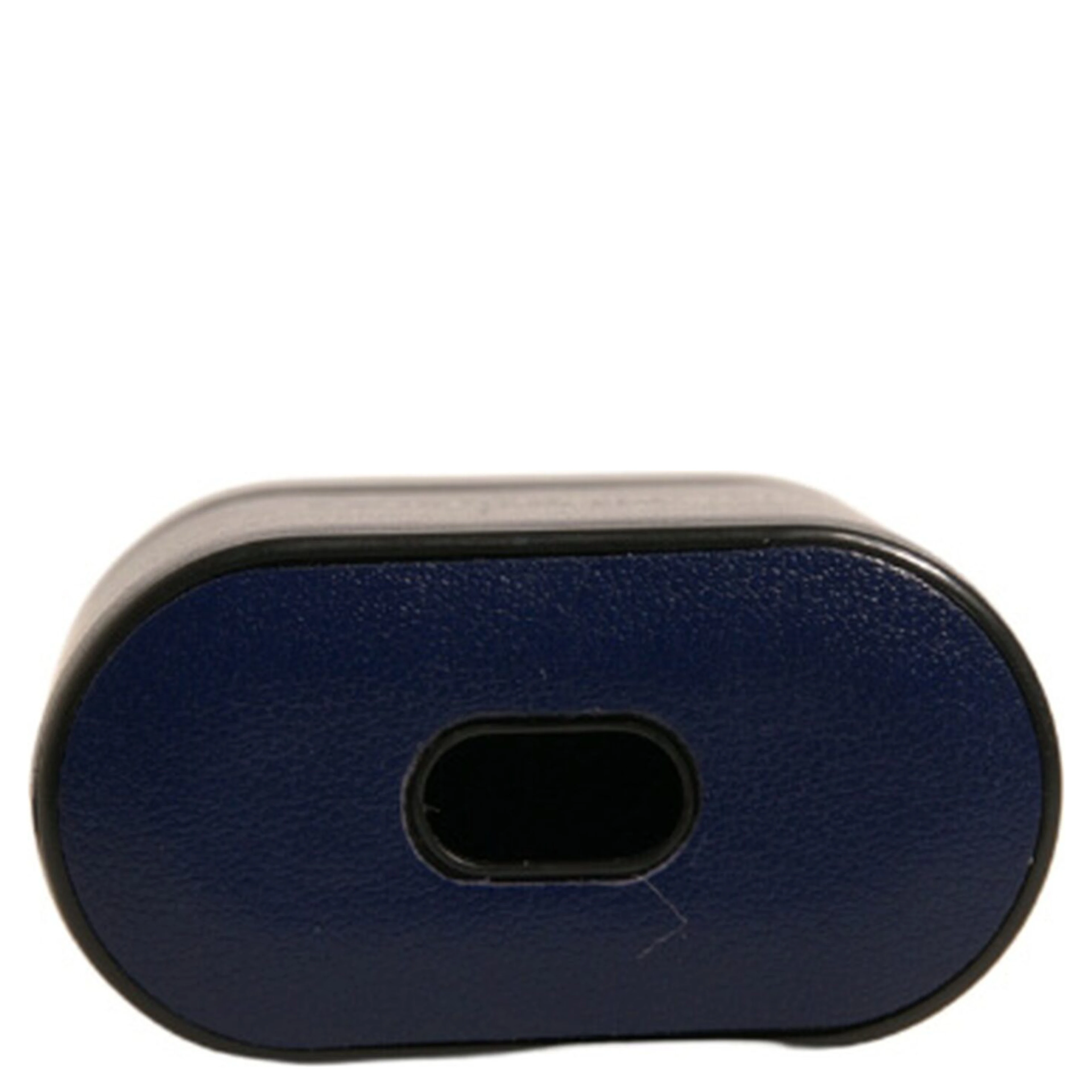Blue Leather Logo Print Flip Holder Airpods Case