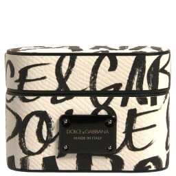 Black White Leather Scribble Embossed Logo Airpods Case