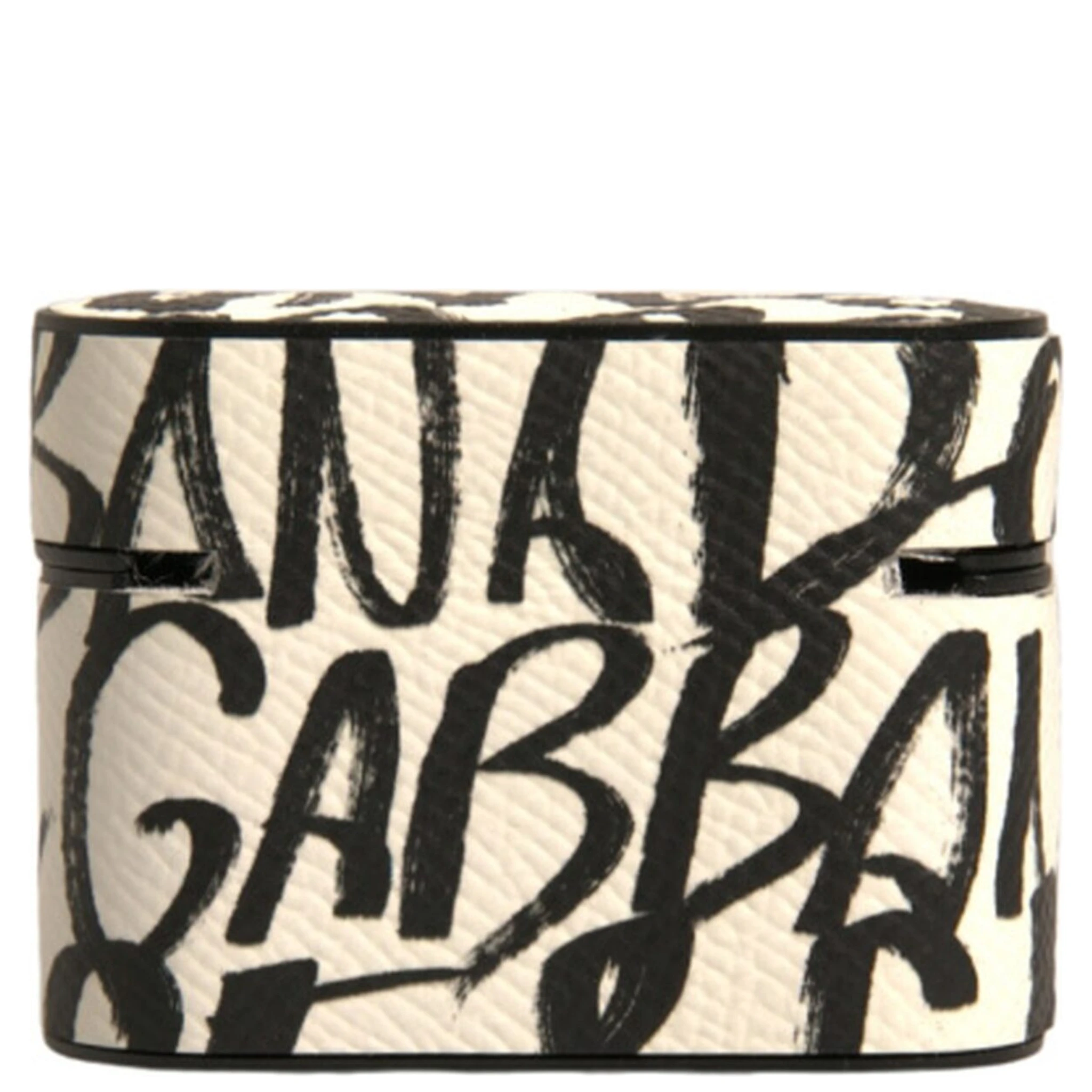 Black White Leather Scribble Embossed Logo Airpods Case