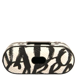 Black White Leather Scribble Embossed Logo Airpods Case