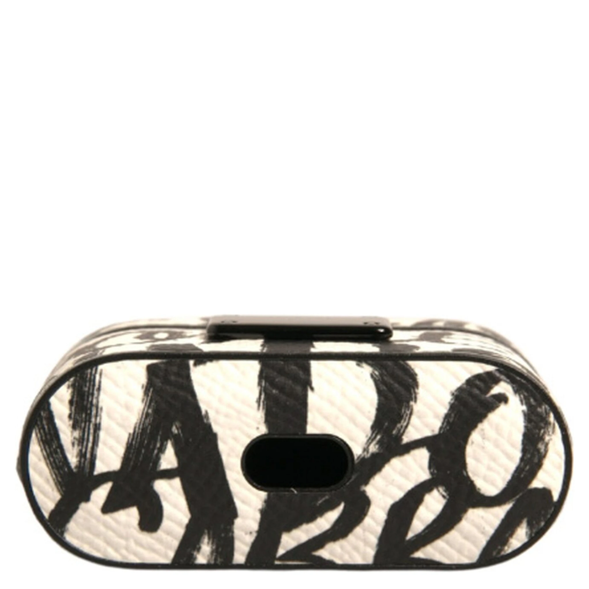 Black White Leather Scribble Embossed Logo Airpods Case