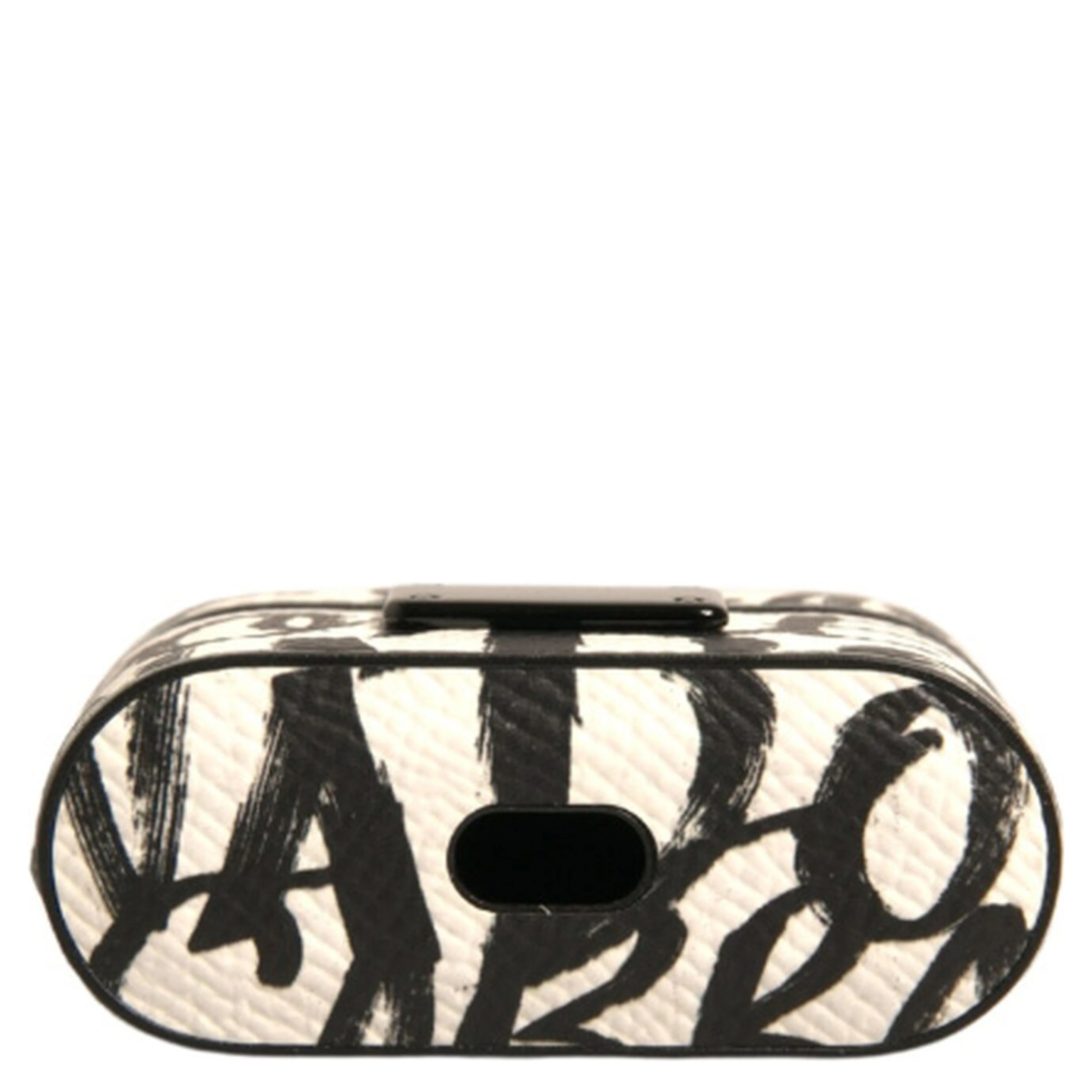 Black White Leather Scribble Embossed Logo Airpods Case