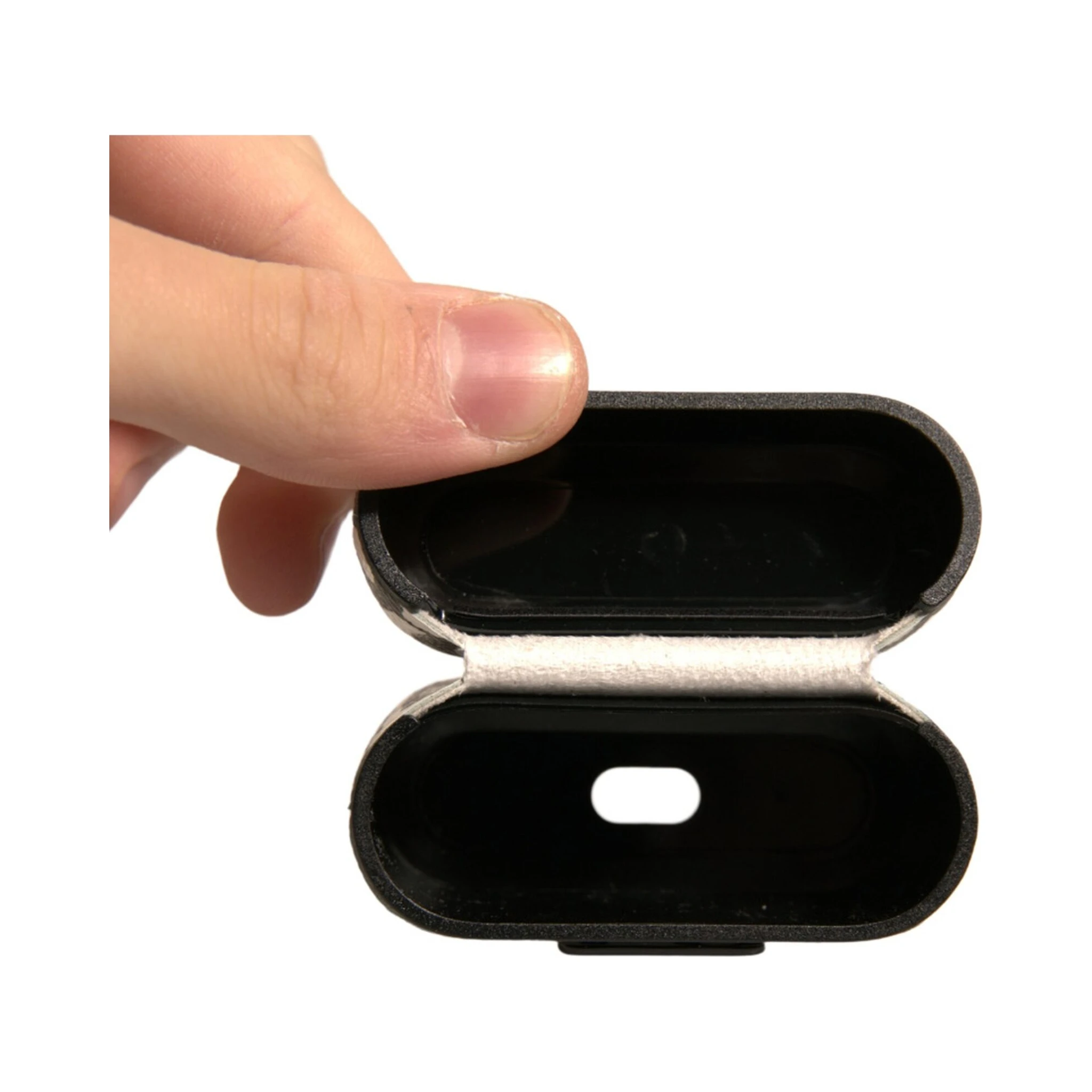 Black White Leather Scribble Embossed Logo Airpods Case