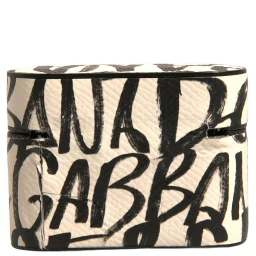 Black White Leather Scribble Embossed Logo Airpods Case