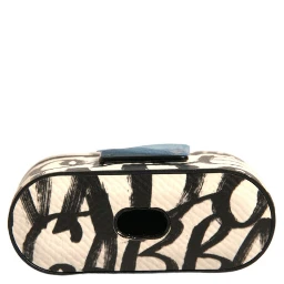 Black White Leather Scribble Embossed Logo Airpods Case