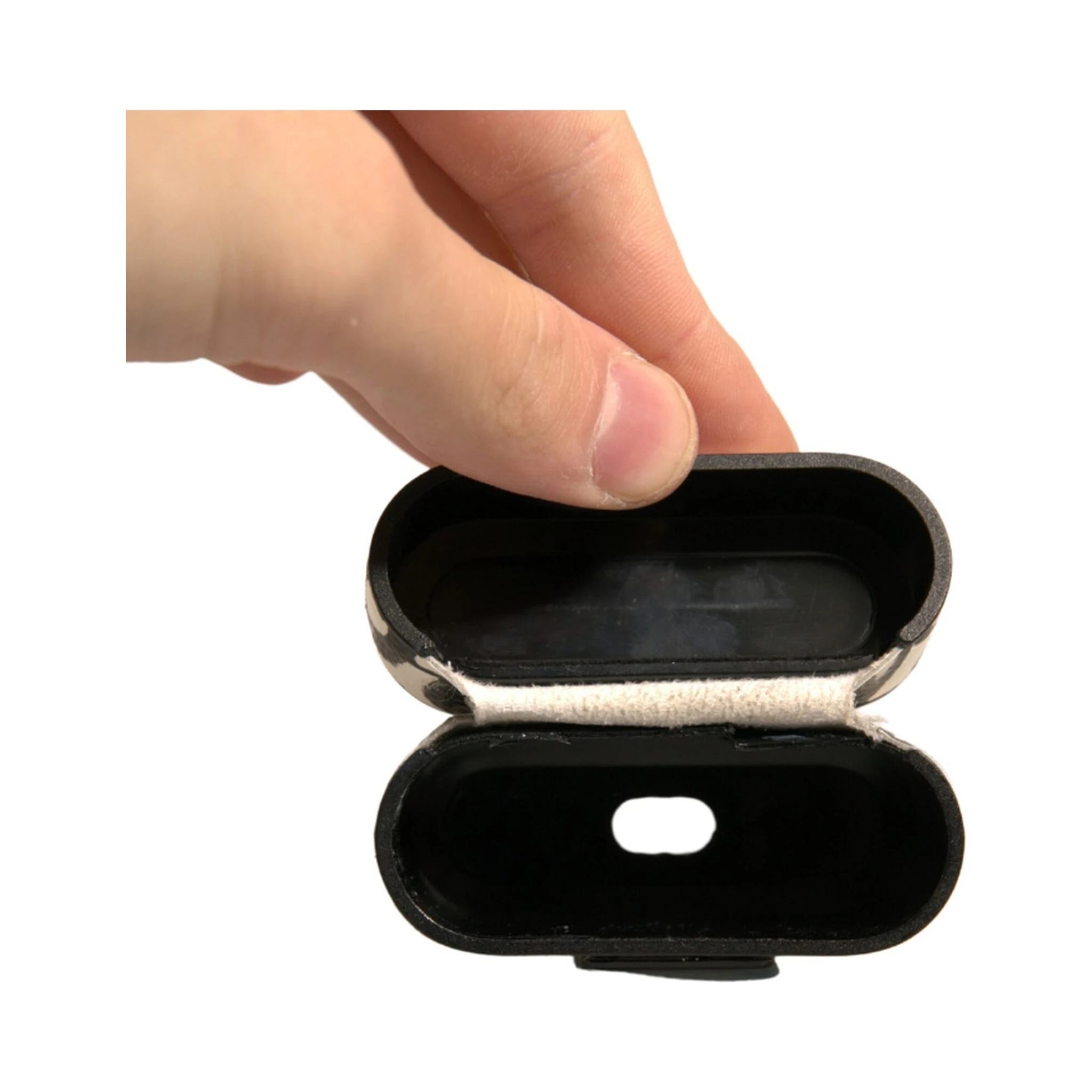 Black White Leather Scribble Embossed Logo Airpods Case