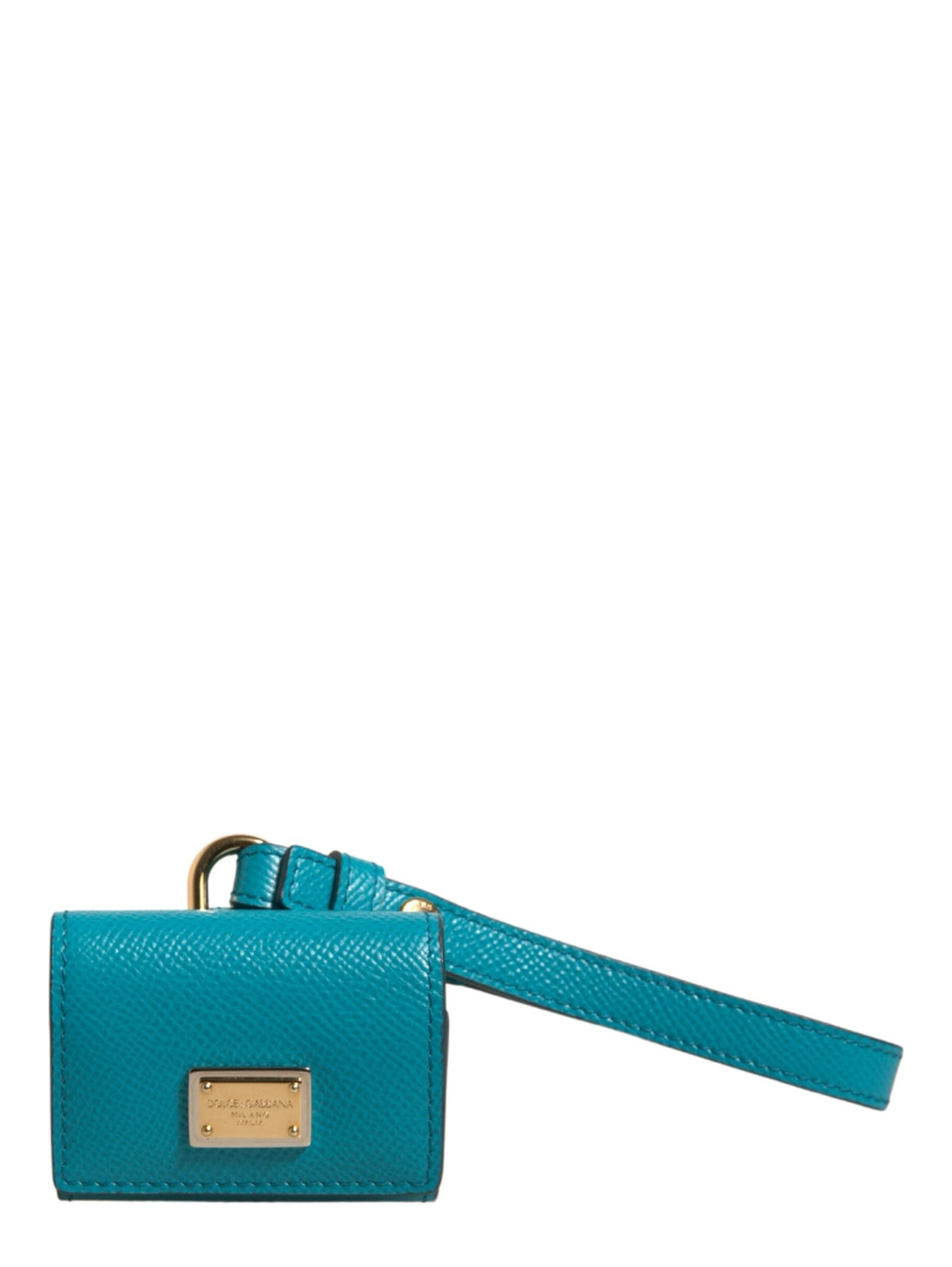Green Logo Plaque Leather Gold Metal Strap Airpods Case