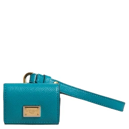 Green Logo Plaque Leather Gold Metal Strap Airpods Case