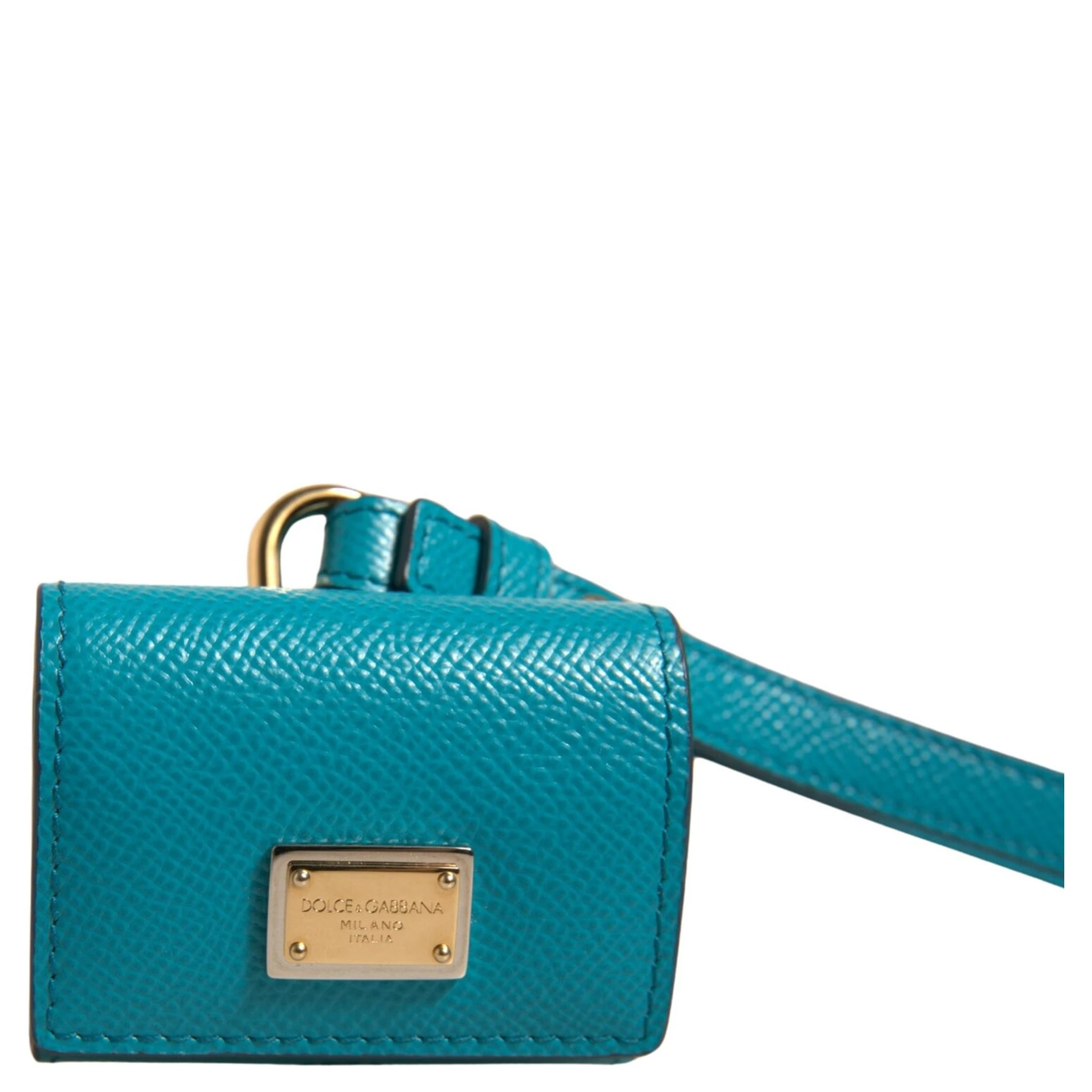 Green Logo Plaque Leather Gold Metal Strap Airpods Case