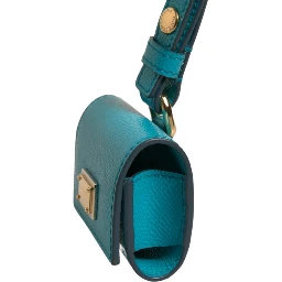 Green Logo Plaque Leather Gold Metal Strap Airpods Case