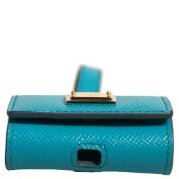 Green Logo Plaque Leather Gold Metal Strap Airpods Case