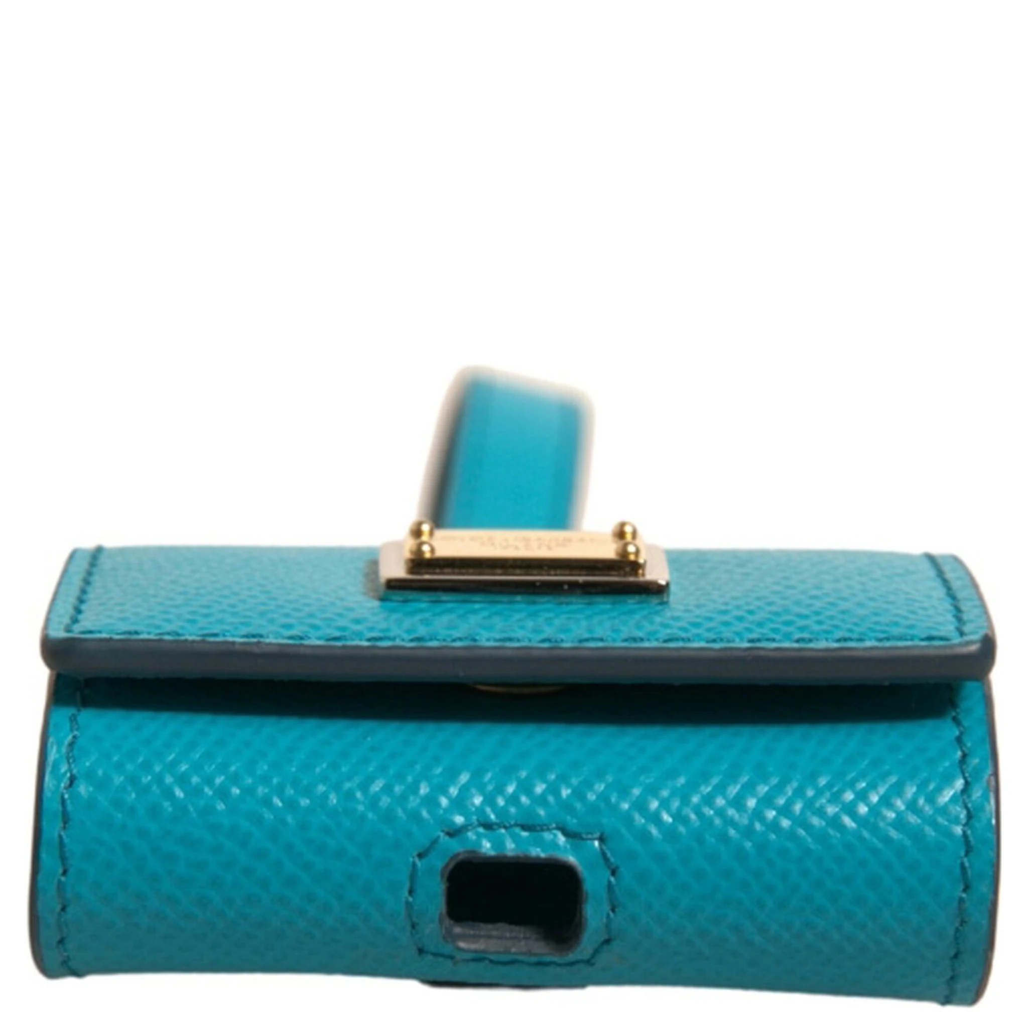 Green Logo Plaque Leather Gold Metal Strap Airpods Case