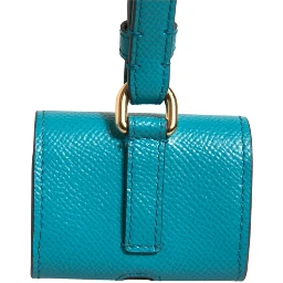 Green Logo Plaque Leather Gold Metal Strap Airpods Case