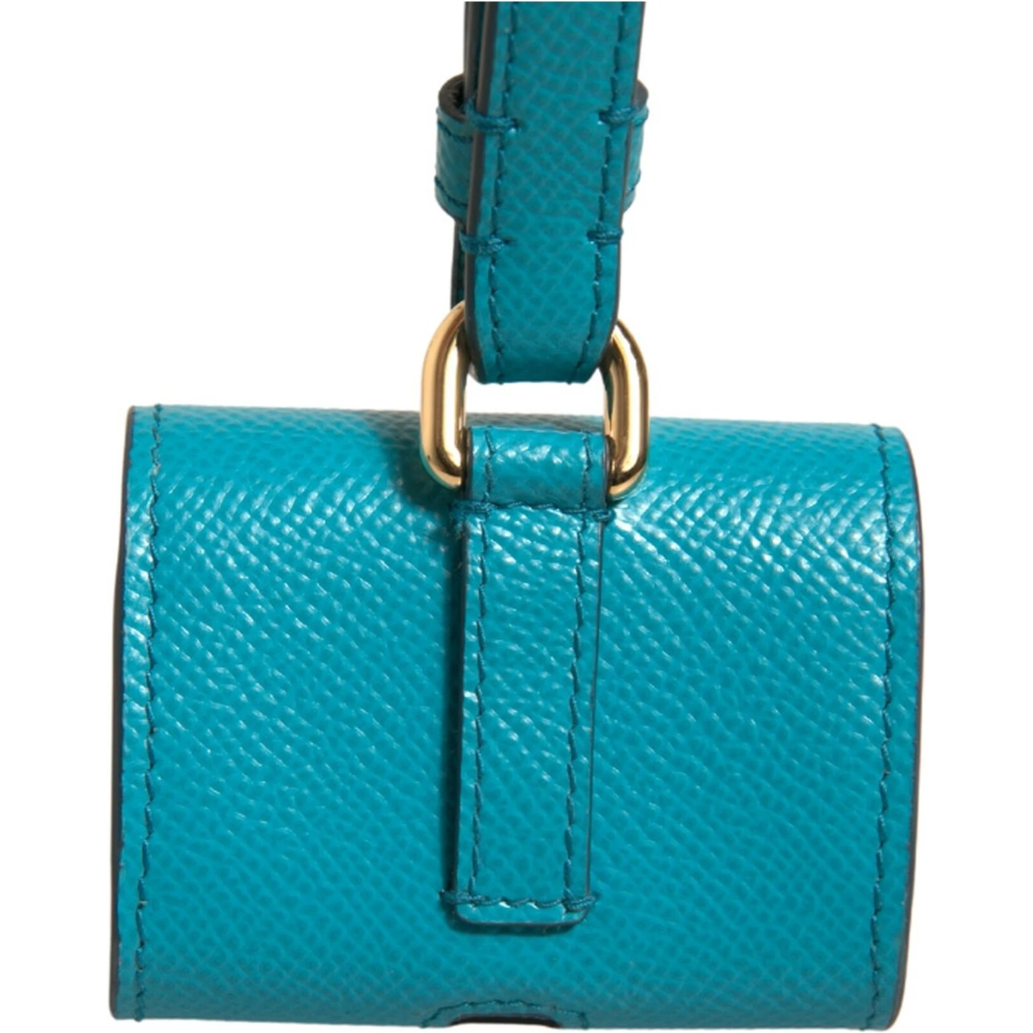 Green Logo Plaque Leather Gold Metal Strap Airpods Case