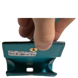 Green Logo Plaque Leather Gold Metal Strap Airpods Case