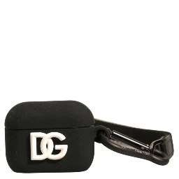 Black Silicone Rubber Logo Embossed Airpods Case