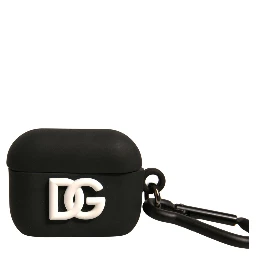 Black Silicone Rubber Logo Embossed Airpods Case