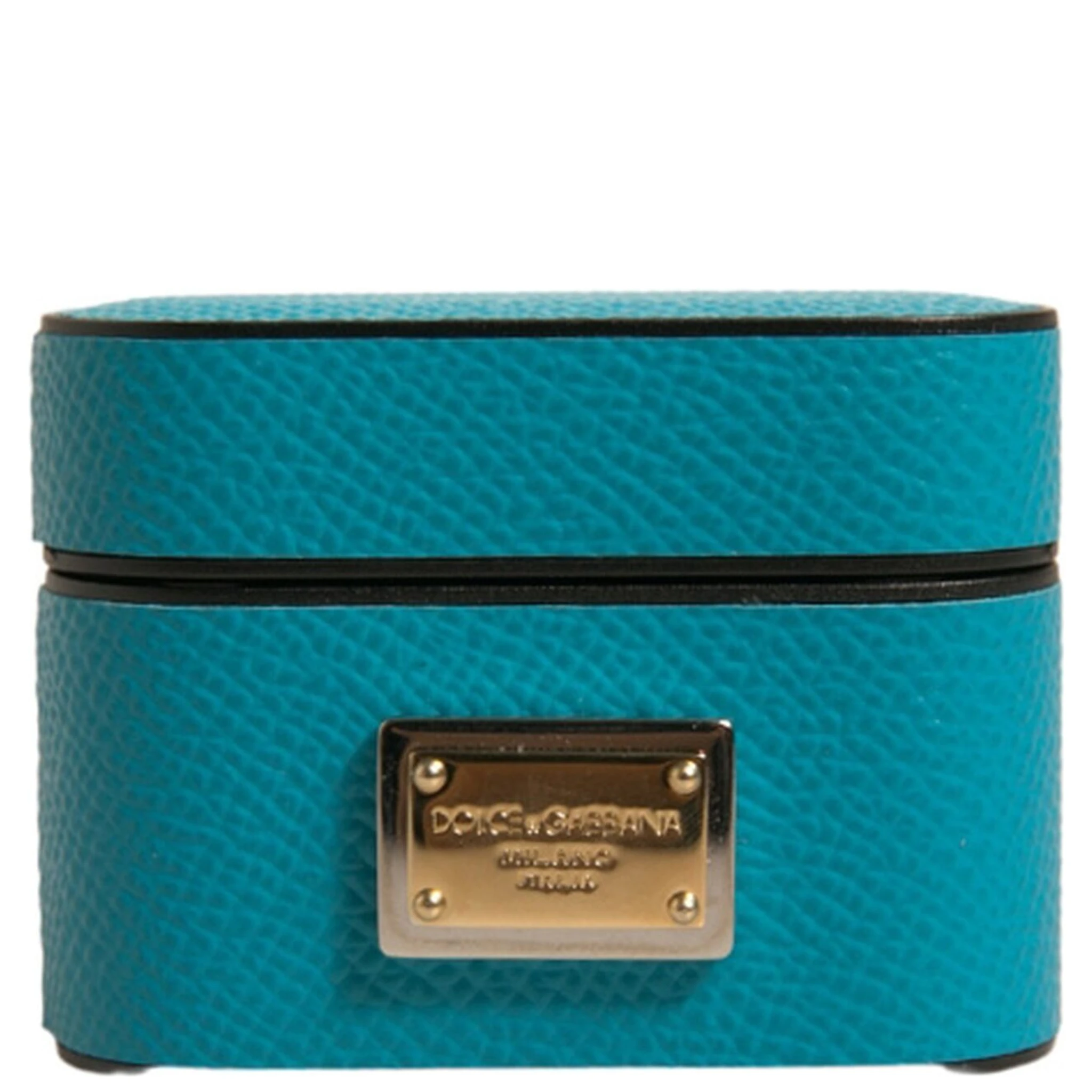 Green Leather Metal Logo Plaque Holder Airpods Case